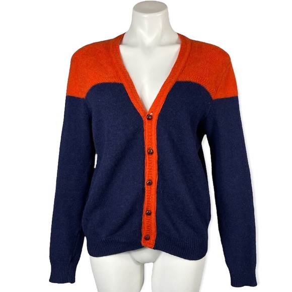 Monsieur Lacenaire mod 60’s grandpa cardigan sweater color block wool france M - Picture 16 of 16
